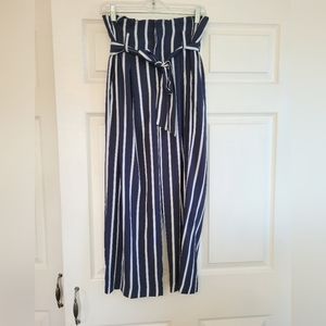 Striped high wiast belted culottes